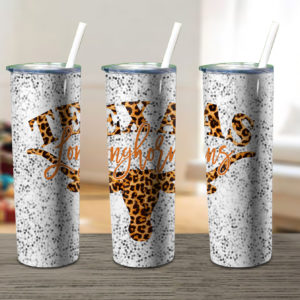 Longhorns Leopard Cheetah Texas Skinny Tumbler