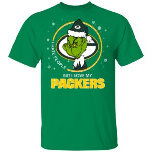 I Hate People But I Love My Green Bay Packers Grinch Shirt I Hate People But I Love My Green Bay Packers Grinch Shirt
