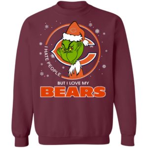 I Hate People But I Love My Chicago Bears Grinch Shirt