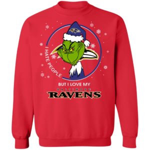 I Hate People But I Love My Baltimore Ravens Grinch Shirt