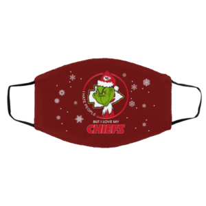 I Hate People But I Love My Kansas City Chiefs Grinch Face Mask