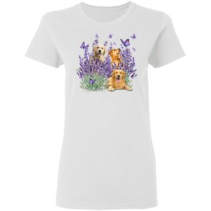 Golden Retriever Butterflies Flowers Shirt