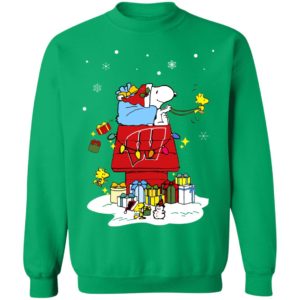 Wisconsin Badgers Santa Snoopy Wish You A Merry Christmas Shirt
