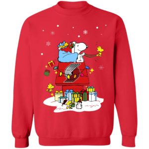 Portland Trail Blazers Santa Snoopy Wish You A Merry Christmas Shirt