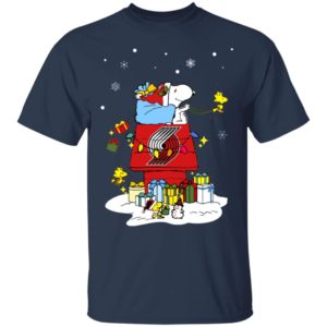 Portland Trail Blazers Santa Snoopy Wish You A Merry Christmas Shirt