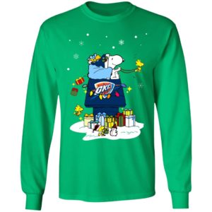 Oklahoma City Thunder Santa Snoopy Wish You A Merry Christmas Shirt