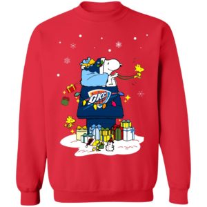 Oklahoma City Thunder Santa Snoopy Wish You A Merry Christmas Shirt