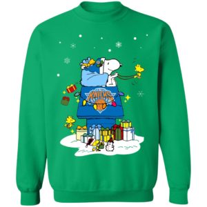 New York Knicks Santa Snoopy Wish You A Merry Christmas Shirt
