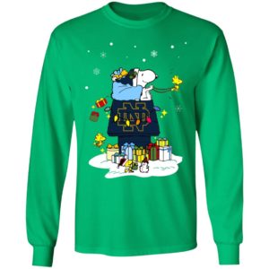 Notre Dame Fighting Irish Santa Snoopy Wish You A Merry Christmas Shirt