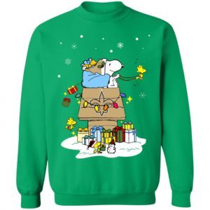 New Orleans Saints Santa Snoopy Wish You A Merry Christmas Shirt