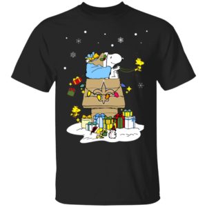 New Orleans Saints Santa Snoopy Wish You A Merry Christmas Shirt