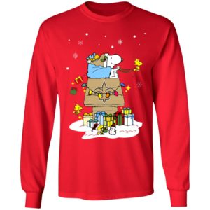New Orleans Saints Santa Snoopy Wish You A Merry Christmas Shirt