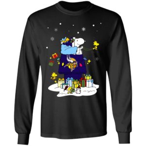Minnesota Vikings Santa Snoopy Wish You A Merry Christmas Shirt