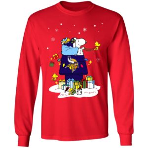Minnesota Vikings Santa Snoopy Wish You A Merry Christmas Shirt