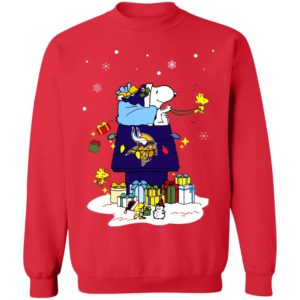 Minnesota Vikings Santa Snoopy Wish You A Merry Christmas Shirt