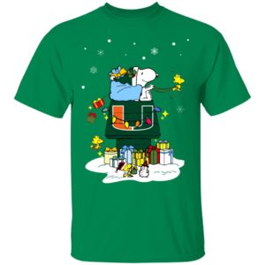 Miami Hurricanes Santa Snoopy Wish You A Merry Christmas Shirt