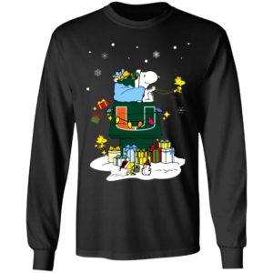 Miami Hurricanes Santa Snoopy Wish You A Merry Christmas Shirt