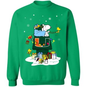 Miami Hurricanes Santa Snoopy Wish You A Merry Christmas Shirt