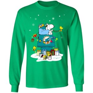 Miami Dolphins Santa Snoopy Wish You A Merry Christmas Shirt