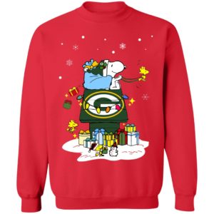 Green Bay Packers Santa Snoopy Wish You A Merry Christmas Shirt