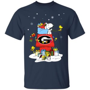 Georgia Bulldogs Santa Snoopy Wish You A Merry Christmas Shirt