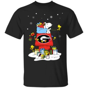 Georgia Bulldogs Santa Snoopy Wish You A Merry Christmas Shirt