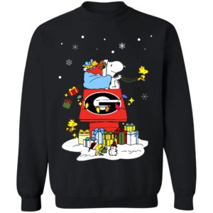 Georgia Bulldogs Santa Snoopy Wish You A Merry Christmas Shirt