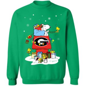 Georgia Bulldogs Santa Snoopy Wish You A Merry Christmas Shirt