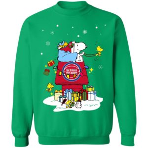 Detroit Pistons Santa Snoopy Wish You A Merry Christmas Shirt