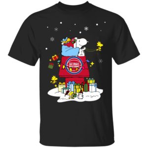 Detroit Pistons Santa Snoopy Wish You A Merry Christmas Shirt