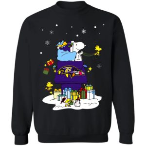 Baltimore Ravens Santa Snoopy Wish You A Merry Christmas Shirt
