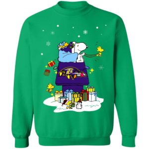 Baltimore Ravens Santa Snoopy Wish You A Merry Christmas Shirt