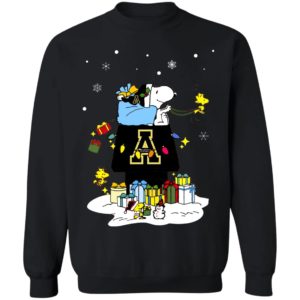 Appalachian State Mountaineers Santa Snoopy Wish You A Merry Christmas Shirt