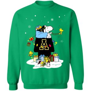 Appalachian State Mountaineers Santa Snoopy Wish You A Merry Christmas Shirt