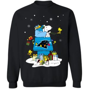Carolina Panthers Santa Snoopy Wish You A Merry Christmas Shirt