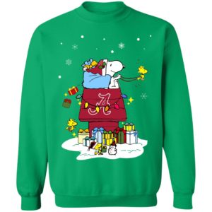 Alabama Crimson Tide Santa Snoopy Wish You A Merry Christmas Shirt