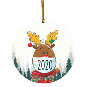 Reindeer Wearing Mask Christmas Quarantine 2020 Ornament – Pandemic 2020 Decorative Christmas Ornament