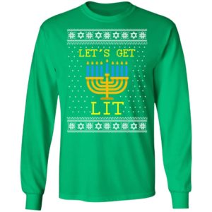 Let_s Get Lit Hanukkah Ugly Christmas Sweater