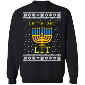 Let_s Get Lit Hanukkah Ugly Christmas Sweater