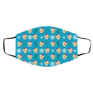 Golden Dog Pattern Christmas Face Mask