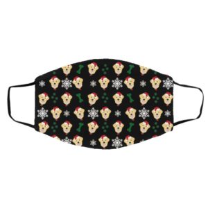 Golden Dog Pattern Christmas Face Mask