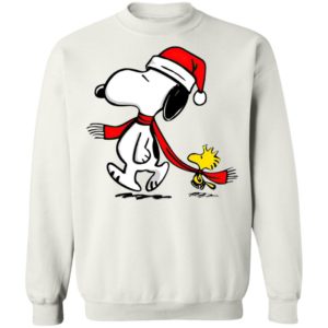 Santa Hat Snoopy And Woodstock Walking Christmas shirt