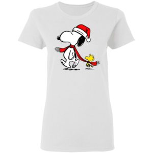 Santa Hat Snoopy And Woodstock Walking Christmas shirt