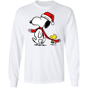 Santa Hat Snoopy And Woodstock Walking Christmas shirt