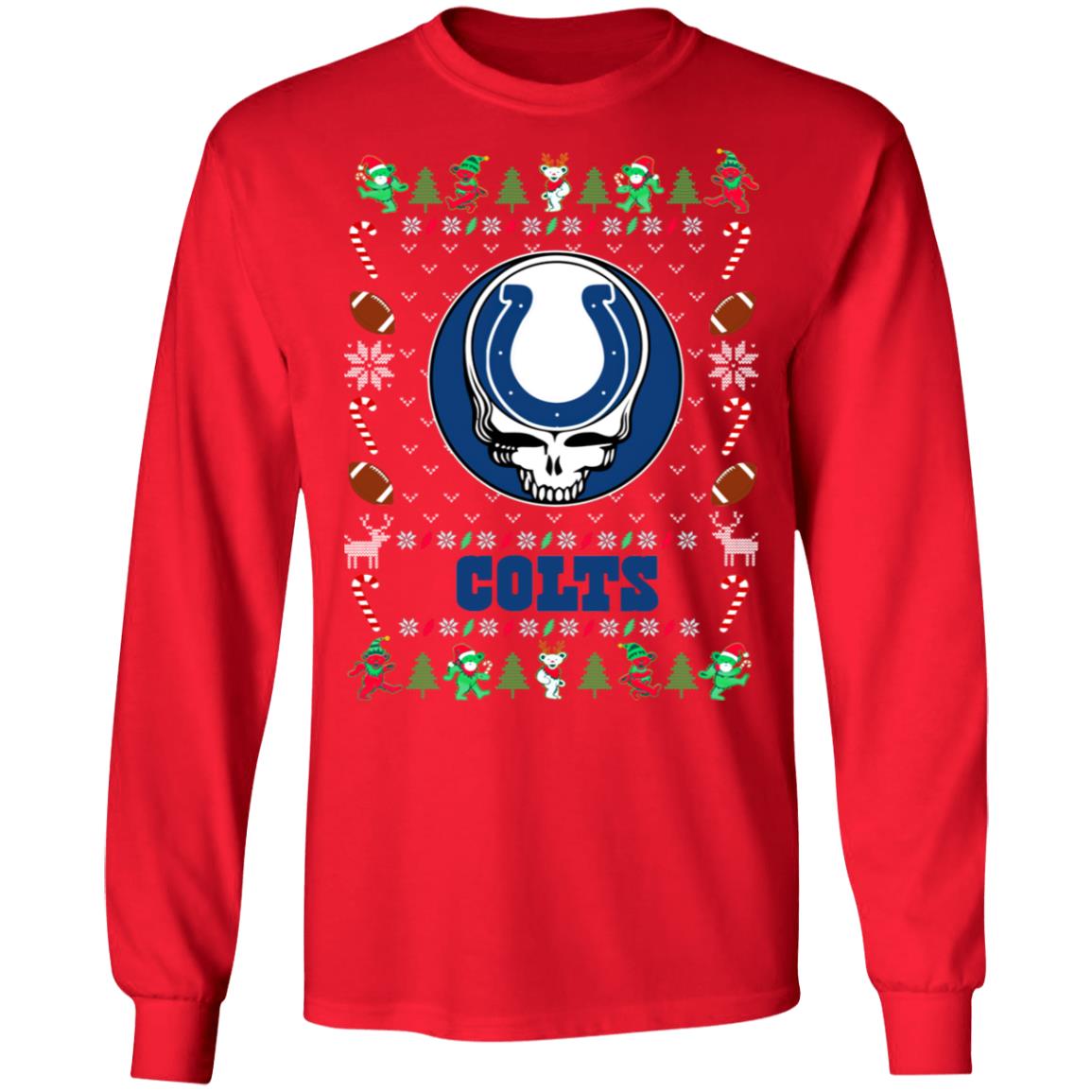 Indianapolis Colts Gratefull Dead Ugly Christmas Sweater Indianapolis Colts Gratefull Dead Ugly Christmas Sweater