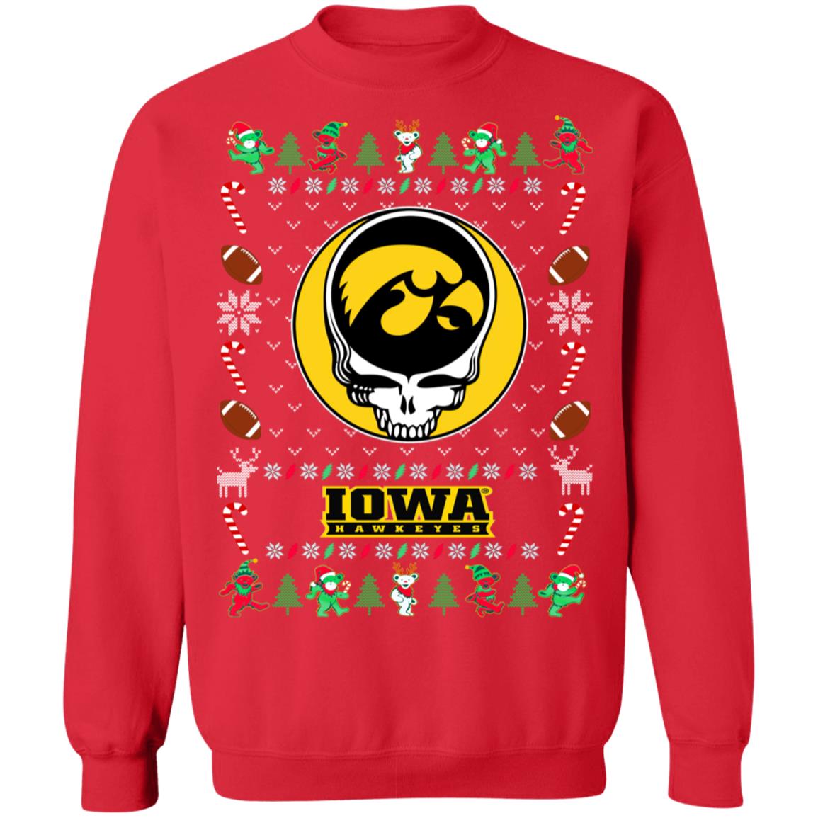 Iowa Hawkeyes Gratefull Dead Ugly Christmas Sweater Iowa Hawkeyes Gratefull Dead Ugly Christmas Sweater