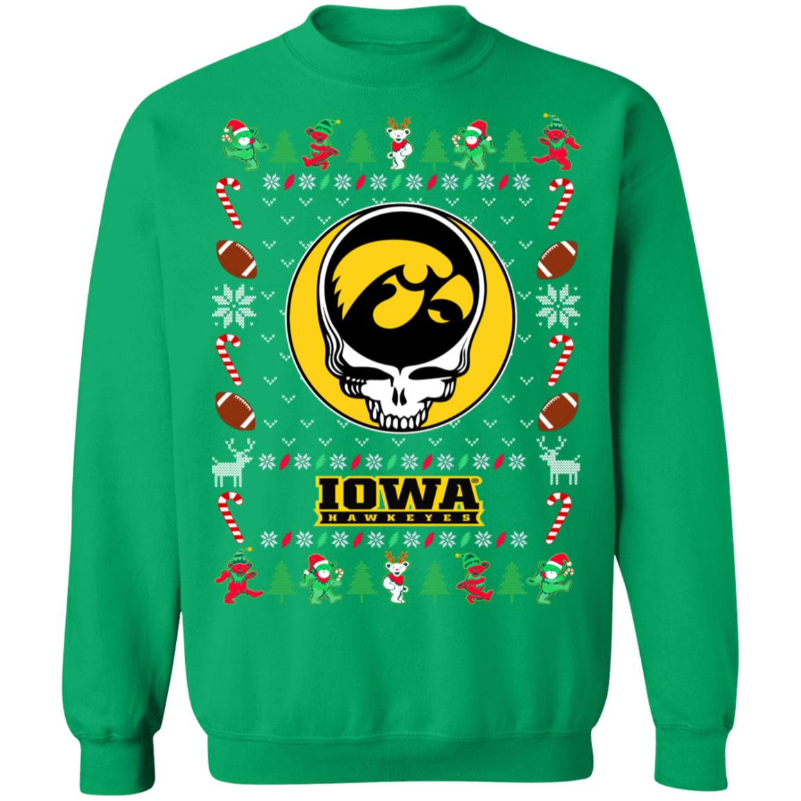 Iowa Hawkeyes Gratefull Dead Ugly Christmas Sweater Iowa Hawkeyes Gratefull Dead Ugly Christmas Sweater