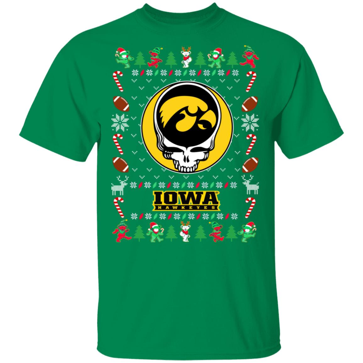 Iowa Hawkeyes Gratefull Dead Ugly Christmas Sweater Iowa Hawkeyes Gratefull Dead Ugly Christmas Sweater