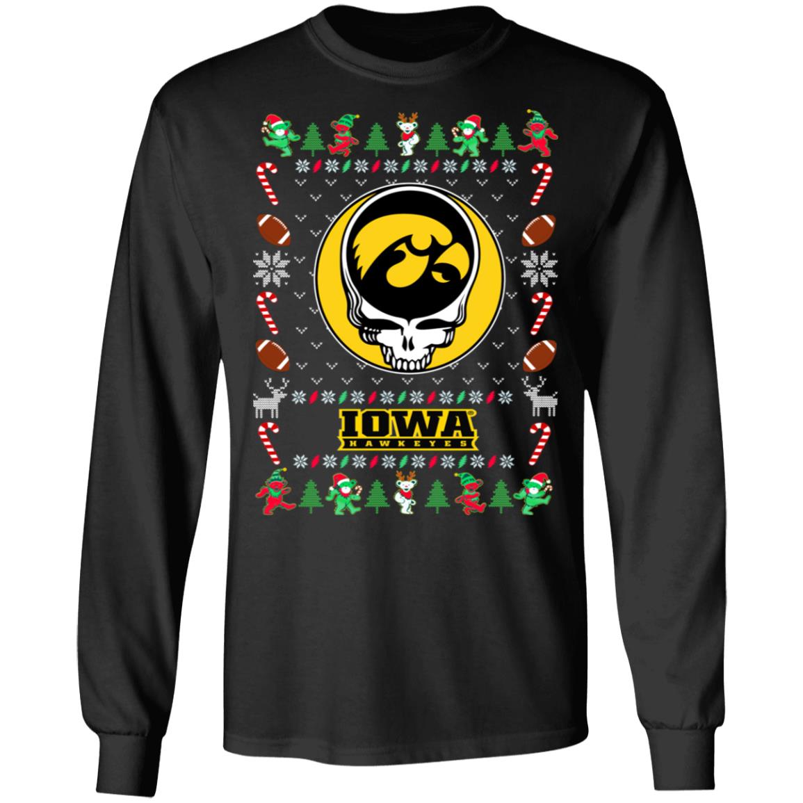 Iowa Hawkeyes Gratefull Dead Ugly Christmas Sweater Iowa Hawkeyes Gratefull Dead Ugly Christmas Sweater