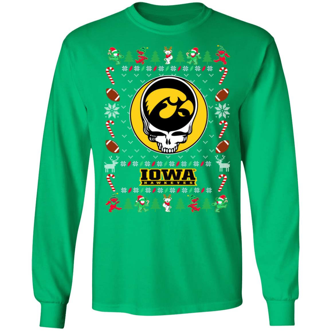 Iowa Hawkeyes Gratefull Dead Ugly Christmas Sweater Iowa Hawkeyes Gratefull Dead Ugly Christmas Sweater